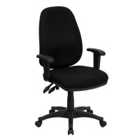 Flash Furniture High Back Black Fabric Ergonomic Computer Chair with Height Adjustable Arms BT-661-BK-GG